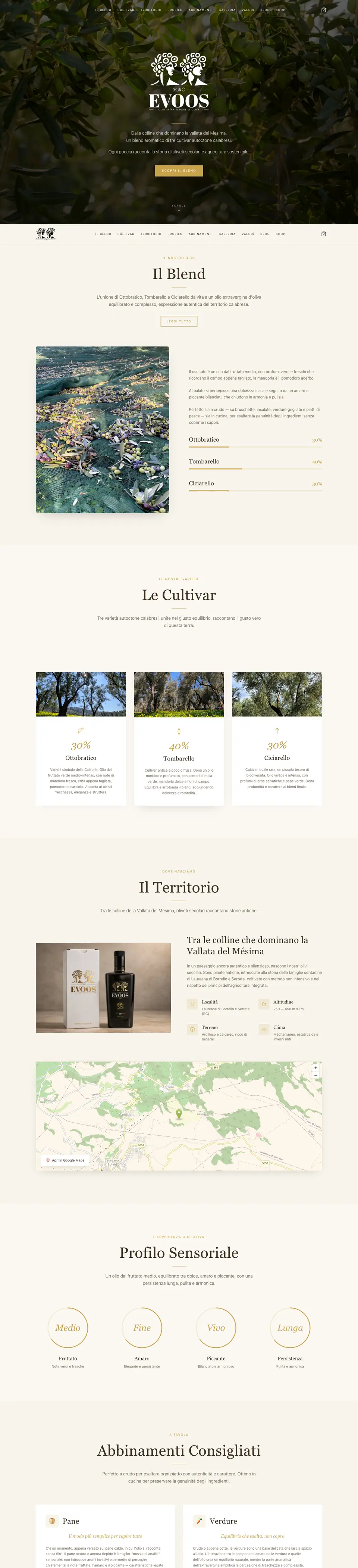 Pagina del sito EVOOS